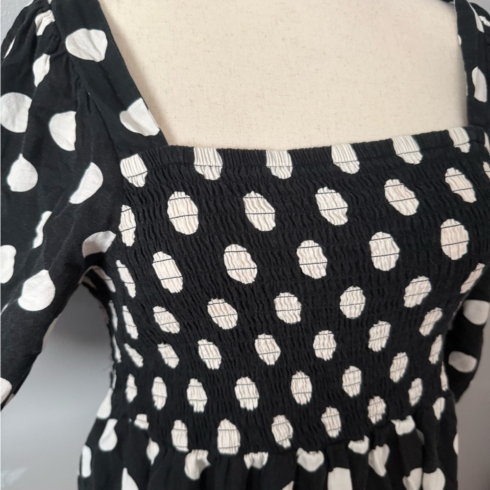 Ava & Viv Black and White Polka Dot Long Sleeve Dress - Picture 3 of 9